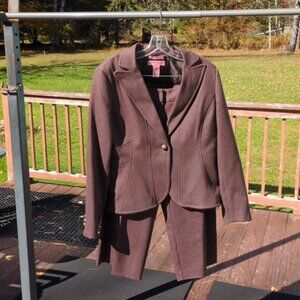 Bandolino Women Cropped Pant Suit Sz 14 Brown Stretch Office Career Professional